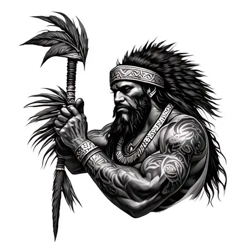 Tainos warrior holding tattoo design idea