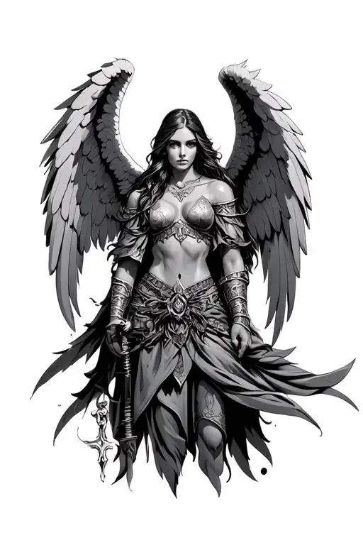 Warrior Angel tattoo design idea
