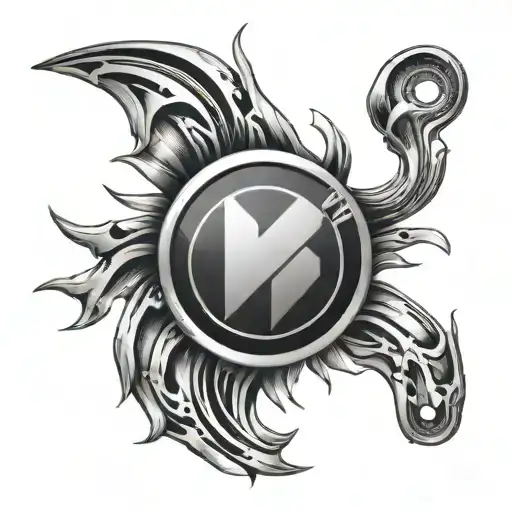 bmw shift selectover m badge intertwined within tattoo design idea