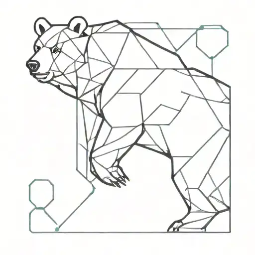 A minimalist geometric design of a honeycomb pattern with a bear in the background tattoo design idea