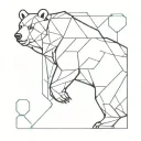 A minimalist geometric design of a honeycomb pattern with a bear in the background tattoo design idea