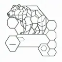 A minimalist geometric design of a honeycomb pattern with a bear in the background tattoo design idea
