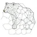 A minimalist geometric design of a honeycomb pattern with a bear in the background tattoo design idea
