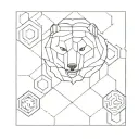 A minimalist geometric design of a honeycomb pattern with a bear in the background tattoo design idea