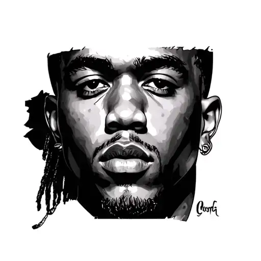 Chris Brown's face fine line tattoo tattoo design idea