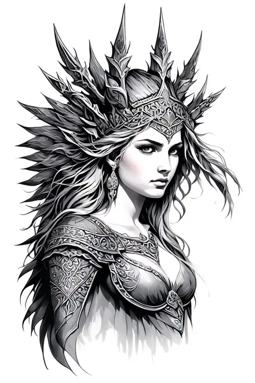 freya norse goddes tattoo design idea