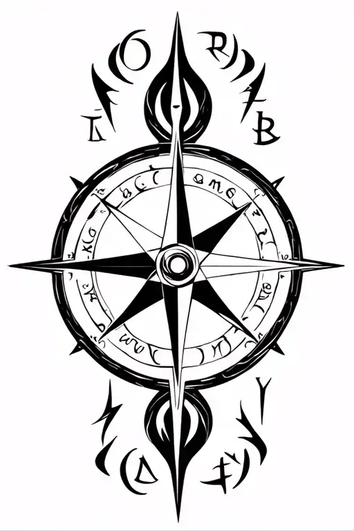 norse compass with runes encircling Seeking tattoo design idea