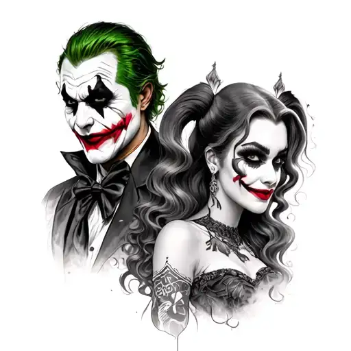 joker and harley quinn tattoo design idea