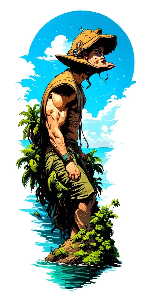 neverland island tattoo design idea