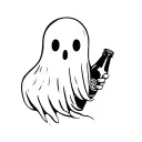 tiny ghost holding beer bottle tattoo design idea