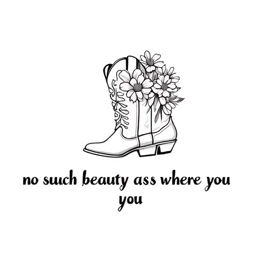 " no such beauty as where you" cowboy boots with flowers coming out of the top tattoo design idea