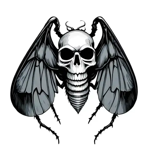 skull moth tattoo design idea