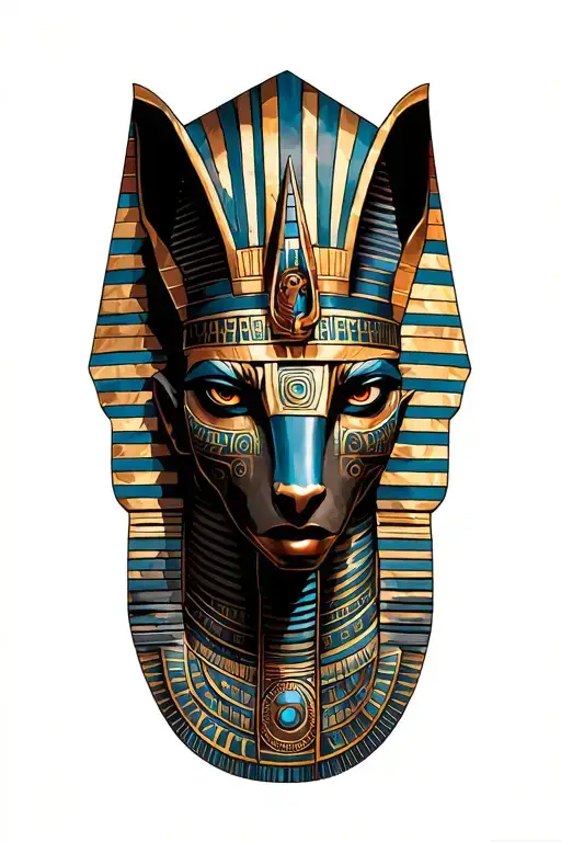 Egyptian God Anubis With Technology With Aztec Warrior, Inka Symbolism, All Seing Eye tattoo design idea