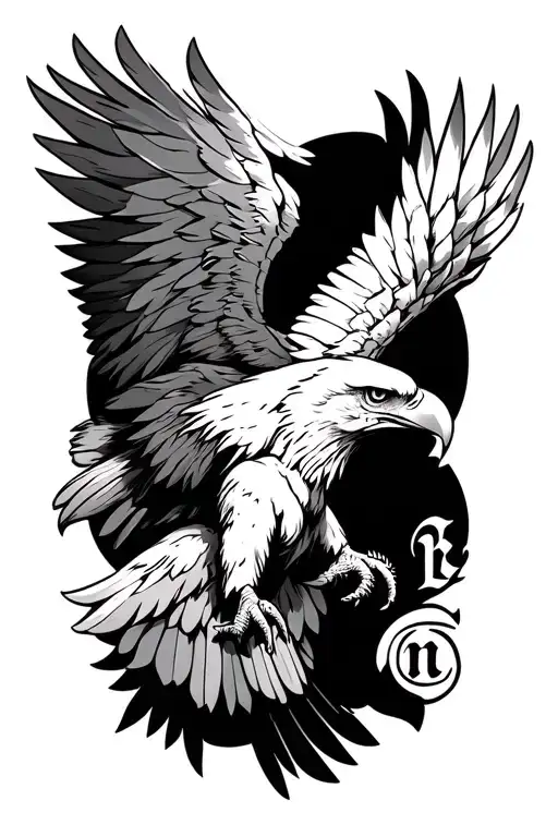 create me a tatto  on forearm which contains feathers of an eagle, letters 3 times m,r,g,e and a some sort of spartan wa tattoo design idea