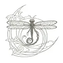 Sun with a spiral in the middle as the head of a dragon fly's body tattoo design idea