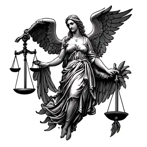 lady justice and saint michael tattoo tattoo design idea