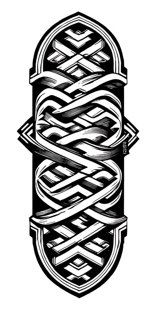  lines waves with Greek key arm band worked  tattoo design idea
