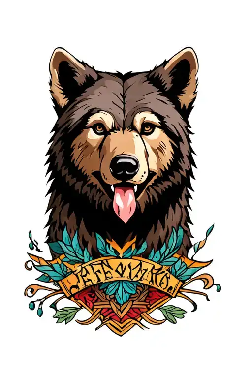 bear wolf head tattoo design idea