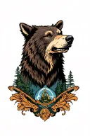 bear wolf head tattoo design idea
