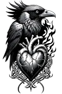 crow and firey heart celtic tattoo design idea