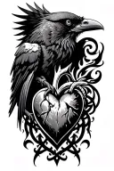 crow and firey heart celtic tattoo design idea
