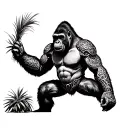 Silverback gorilla with intricate armor representing strength and security tattoo design idea