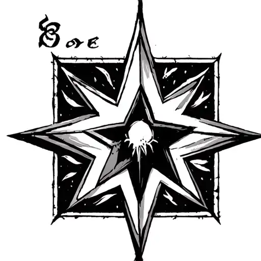 8 -pointed star and a writing in Mapudungun tattoo design idea