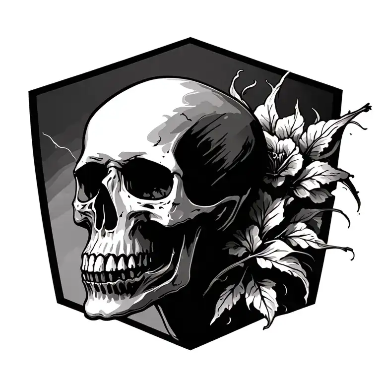 side profile skull gothic  tattoo design idea