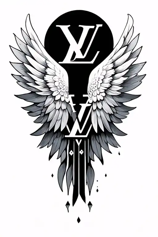 Louis Vuitton pattern incorporated into an wing design tattoo design idea