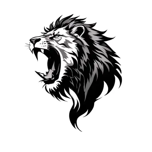 Lion roaring tattoo design idea