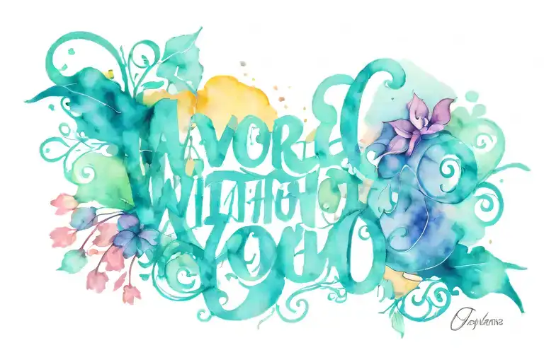 Just text written "A World without You, isn´t meant to Me" tattoo design idea