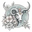 aries constellation and tipical japanese cherry blossom tattoo design idea