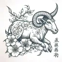 aries constellation and tipical japanese cherry blossom tattoo design idea