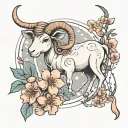 aries constellation and tipical japanese cherry blossom tattoo design idea