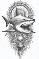 shark skeleton tattoo design idea