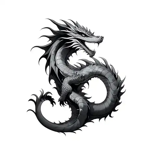 Dragon wraps around your arm tattoo design idea