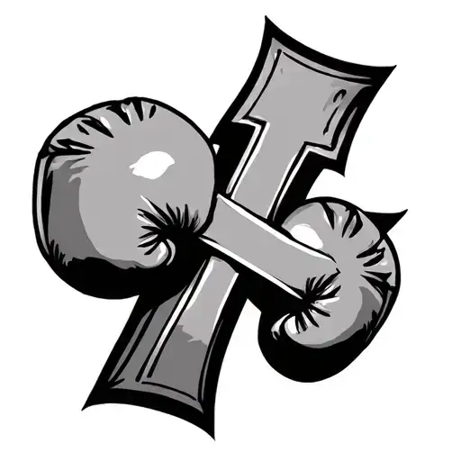 Cross With Boxing Gloves tattoo design idea