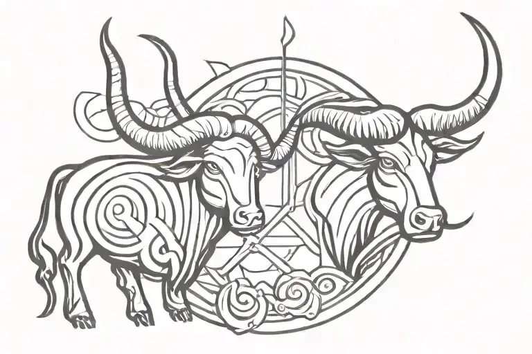 Taurus and libra symbol tattoo design idea