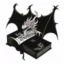 Dragon books tattoo design idea
