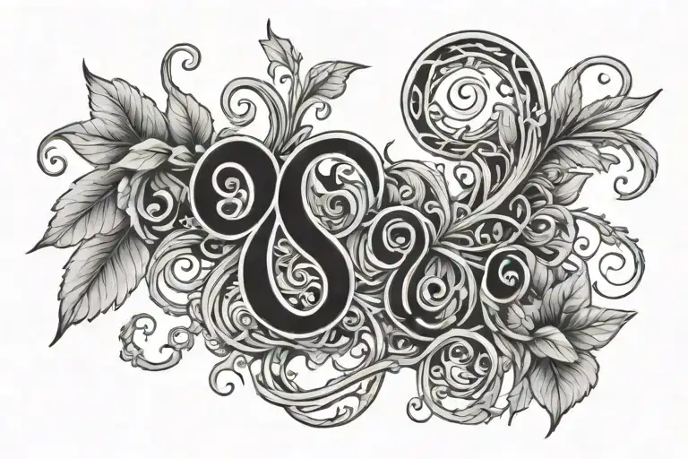 Number 999 with vines growing tattoo design idea