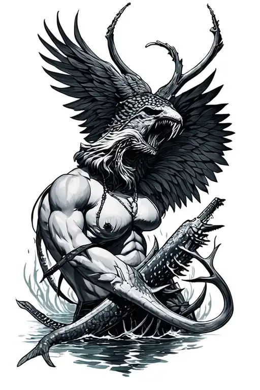 Hunting Sous Marine Amour injustice tattoo design idea