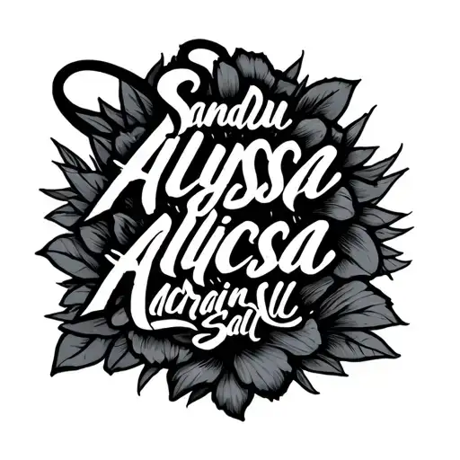 "Sandu Alyssa Alicia Adrian Sal" names incorporated tattoo design idea
