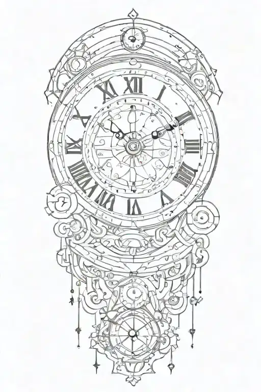 A minimalist tattoo of a constellation that forms the shape of a clock, representing the eternal nature of time in the universe tattoo design idea