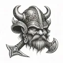 undead, dwarf, hyper realistic, axe, dwarven helmet tattoo design idea