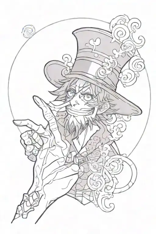 corazon donquixote One piece doing a purple circle on his hand tattoo design idea