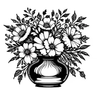 tradational style, flower vase, with April and December birth flowers, and filler flowers tattoo design idea