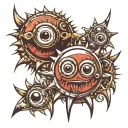 tattoo grunge type eyeballs in a line with spikes  tattoo design idea