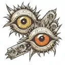 tattoo grunge type eyeballs in a line with spikes  tattoo design idea