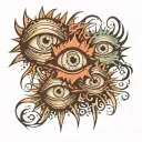 tattoo grunge type eyeballs in a line with spikes  tattoo design idea