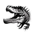 Dino fossil half gore tattoo design idea